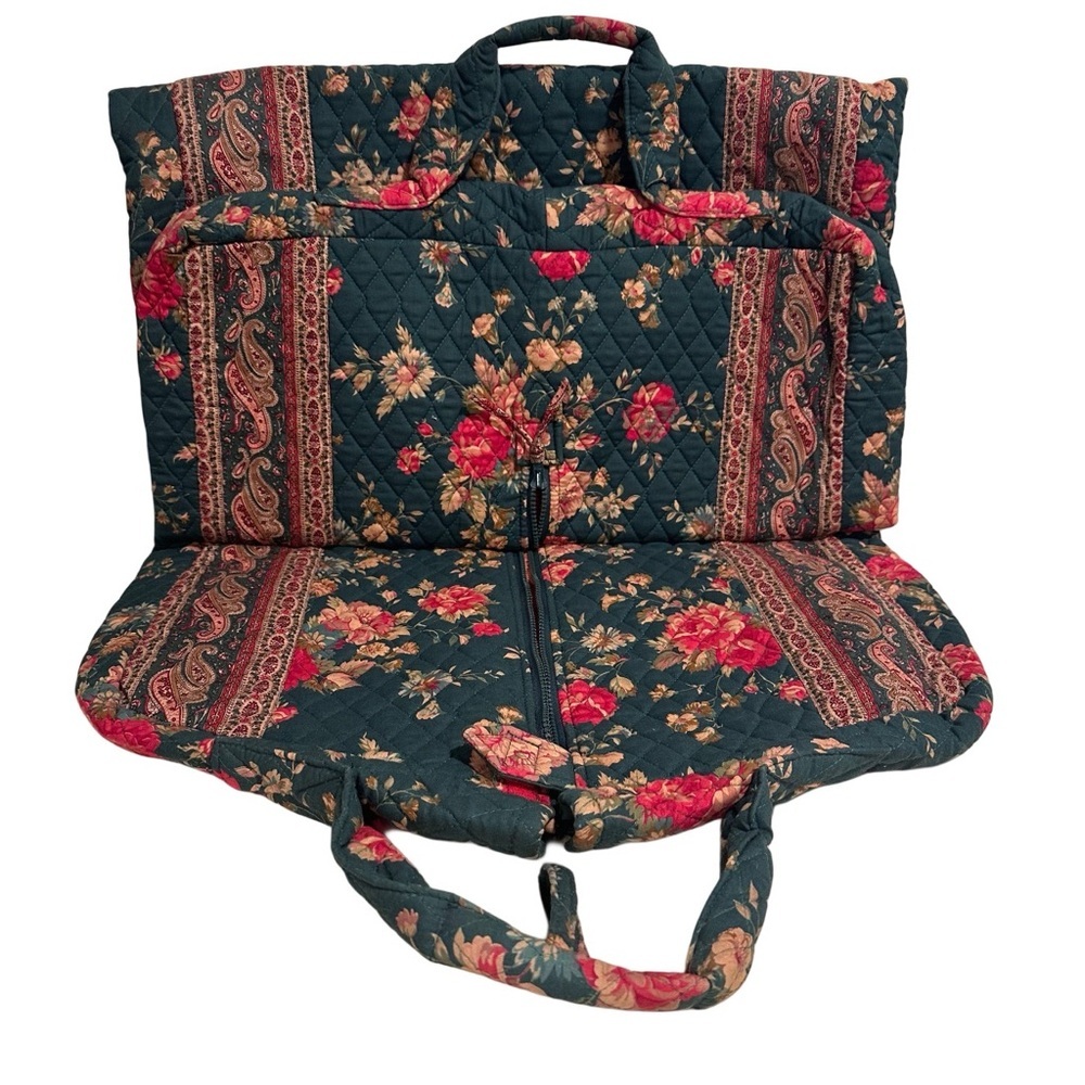 80s Vintage Vera Bradley Greenbriar Large Travel Garment Bag Paisley Floral EUC - Picture 8 of 16